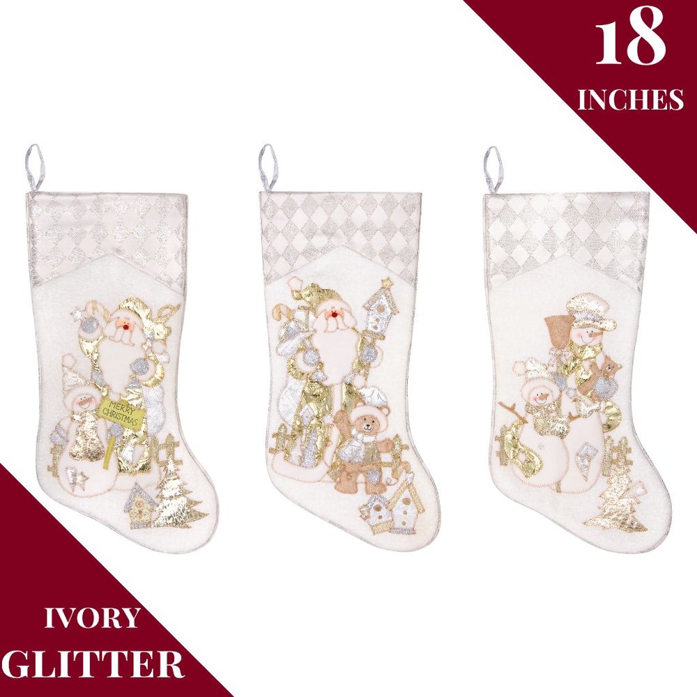 Brand New Ivory Christmas Stockings Set